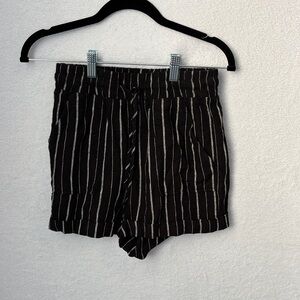 Black Striped Women's Shorts